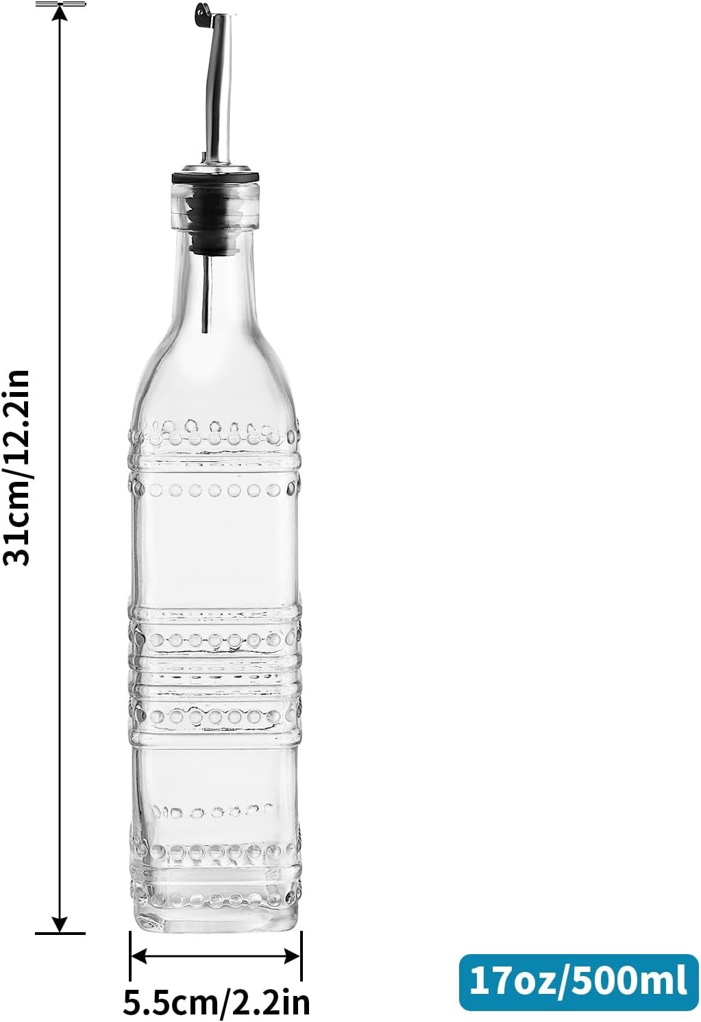 MDLUU Oil and Vinegar Dispenser Set 3 Pack 17oz | Glass Olive Oil Bottles with Pour Spouts Funnel Kitchen Decanters