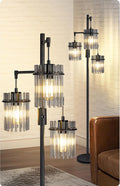 Industrial Modern Tree Floor Lamp | 3-Light Teardrop Cage Standing Lamp with Dimmable LED Bulbs