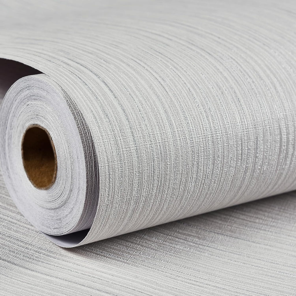 Haimin Grasscloth Peel & Stick Wallpaper 24" x 393" | Textured Linen Beige Grey Self-Adhesive Wall Paper
