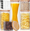 Glass Jars with Bamboo Lids Set of 5 | Airtight Glass Canisters for Pantry Storage Coffee Flour Sugar Rice