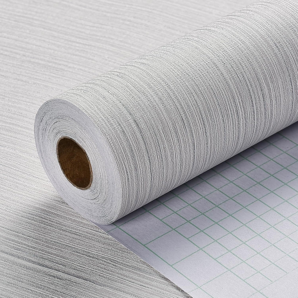 Haimin Grasscloth Peel & Stick Wallpaper 24" x 393" | Textured Linen Beige Grey Self-Adhesive Wall Paper