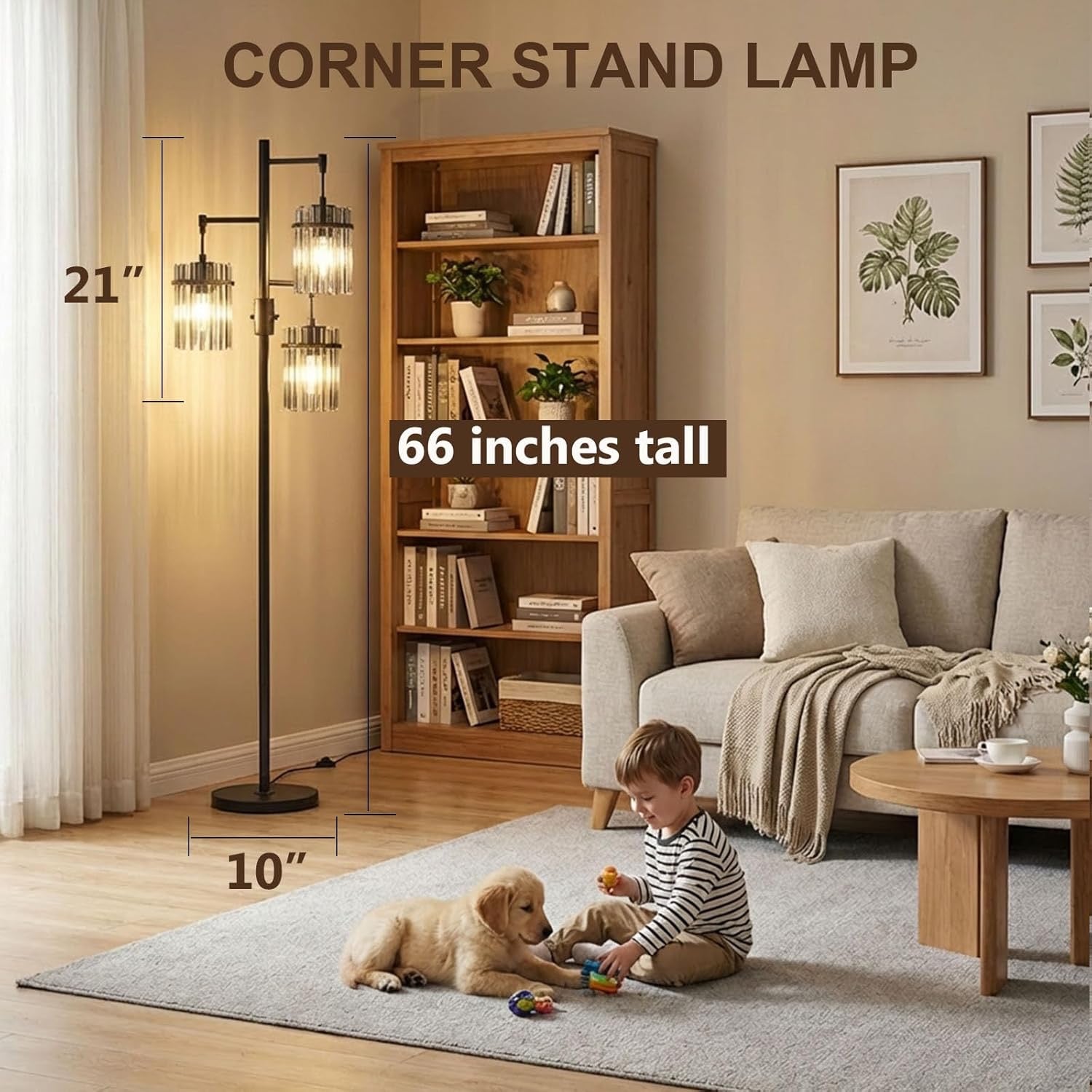 Industrial Modern Tree Floor Lamp | 3-Light Teardrop Cage Standing Lamp with Dimmable LED Bulbs