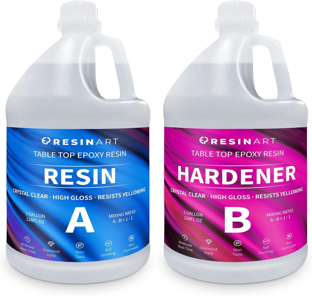Crystal Clear Epoxy Resin 2 Gallon Kit | High Gloss 1:1 Art Resin for Countertops, Tables & Crafts