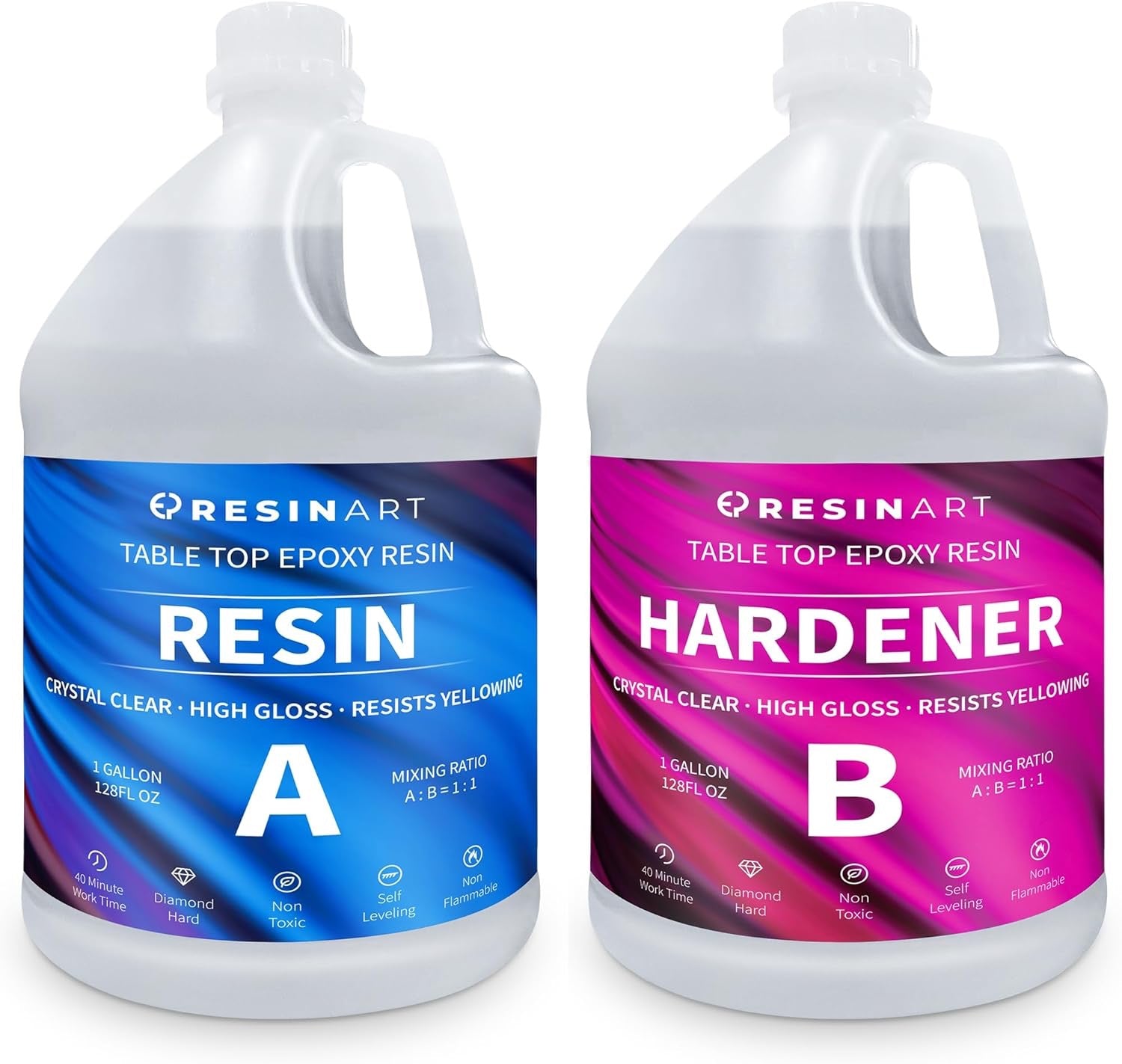 Crystal Clear Epoxy Resin 2 Gallon Kit | High Gloss 1:1 Art Resin for Countertops, Tables & Crafts