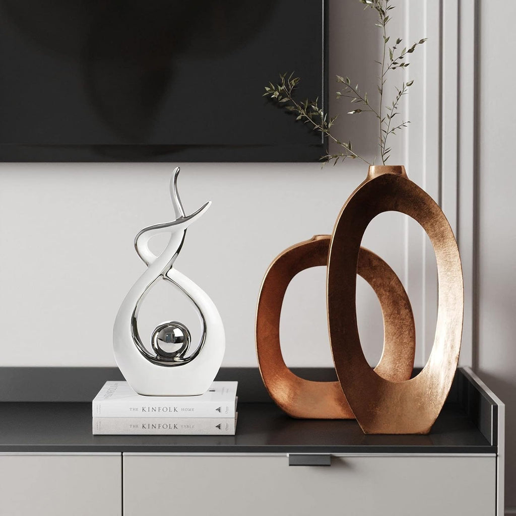 Norrclp Modern Abstract Ceramic Art Statue | Sculptural Table Décor Accent