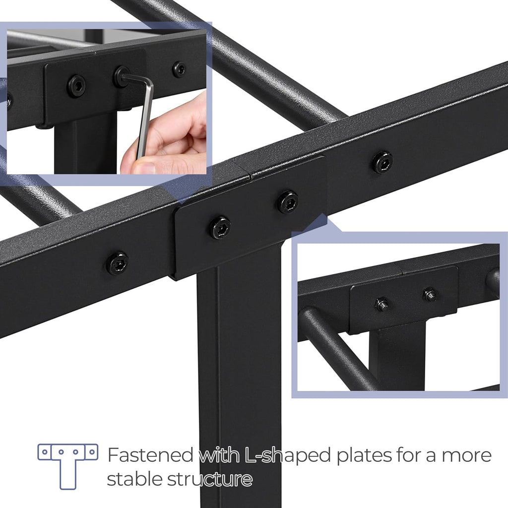 Yaheetech Victorian Iron Platform Bed | Classic Metal Bed Frame with Headboard & Footboard – Black (California King)