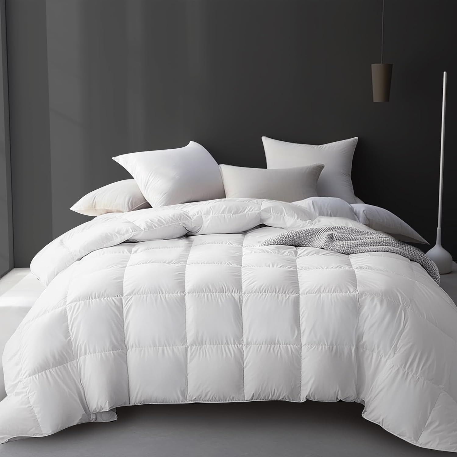 Hotel Grand Luxury Goose Feather Down Comforter – Queen Size | 100% Cotton Extra Warm Duvet Insert