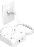 WRXDMC 2-Prong Surge Protector Power Strip | 8 AC Outlets + USB-C & USB-A, 5ft Extension Cord – Wall Mountable