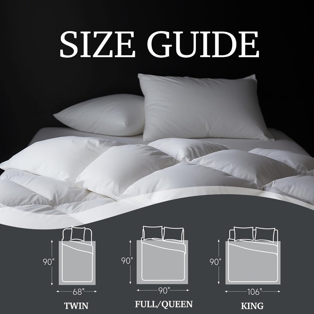 Hotel Grand Luxury Goose Feather Down Comforter – Queen Size | 100% Cotton Extra Warm Duvet Insert