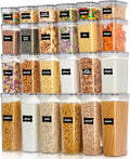 Vtopmart 24 Piece Airtight Food Storage Containers Black | BPA Free Pantry Organization Set with Labels for Cereal Flour Sugar