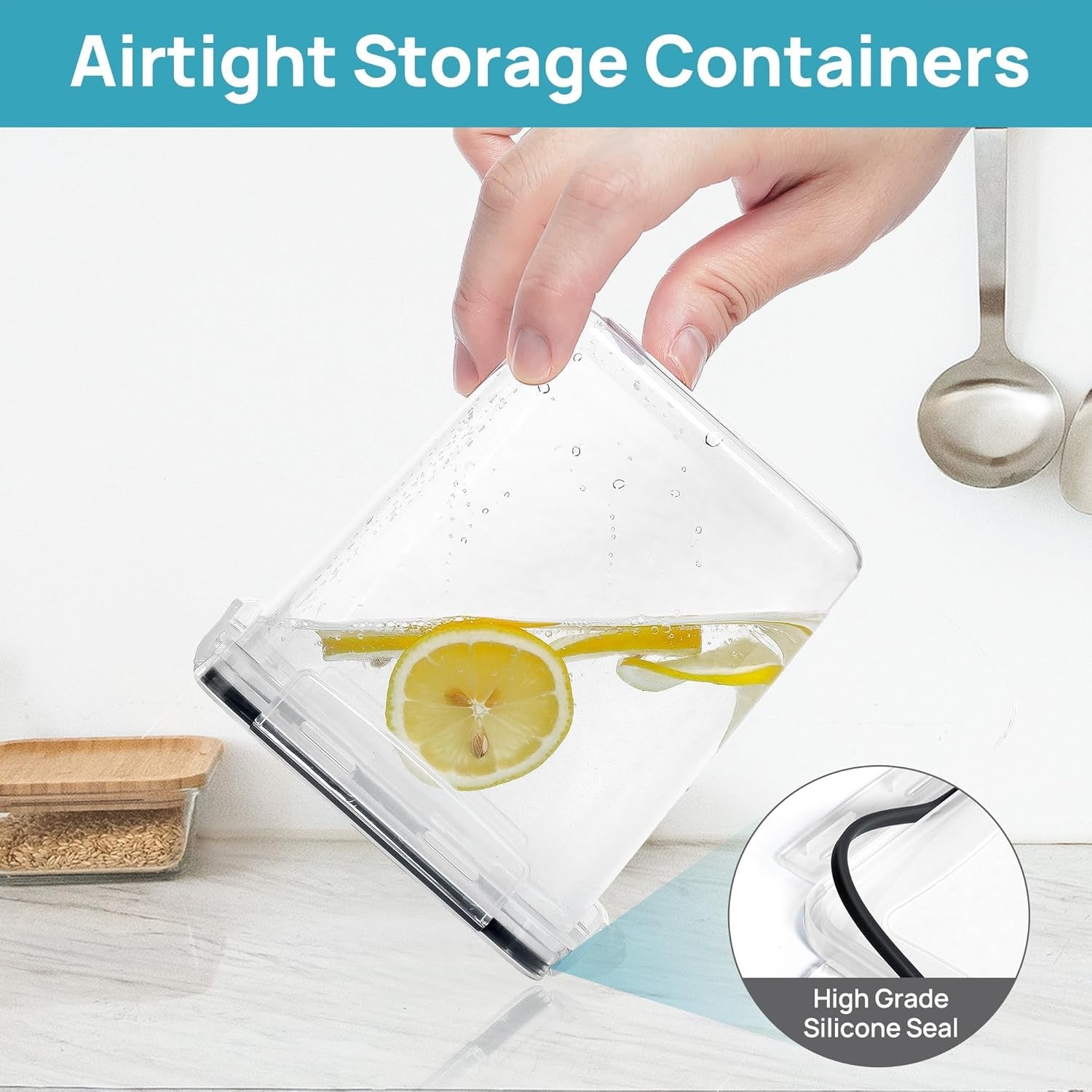 Vtopmart 24 Piece Airtight Food Storage Containers Black | BPA Free Pantry Organization Set with Labels for Cereal Flour Sugar