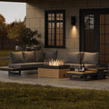 Homary Modular Patio Conversation Set with Fire Pit | Aluminum & Teak Outdoor Sofa Seating for 6