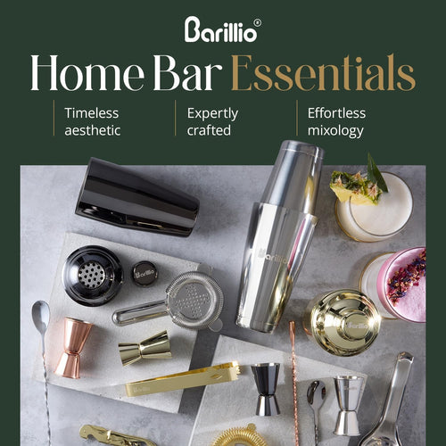Barillio Gold Bartender Kit 23 Piece | Stainless Steel Cocktail Shaker Set with Bamboo Stand Home Bar Accessories