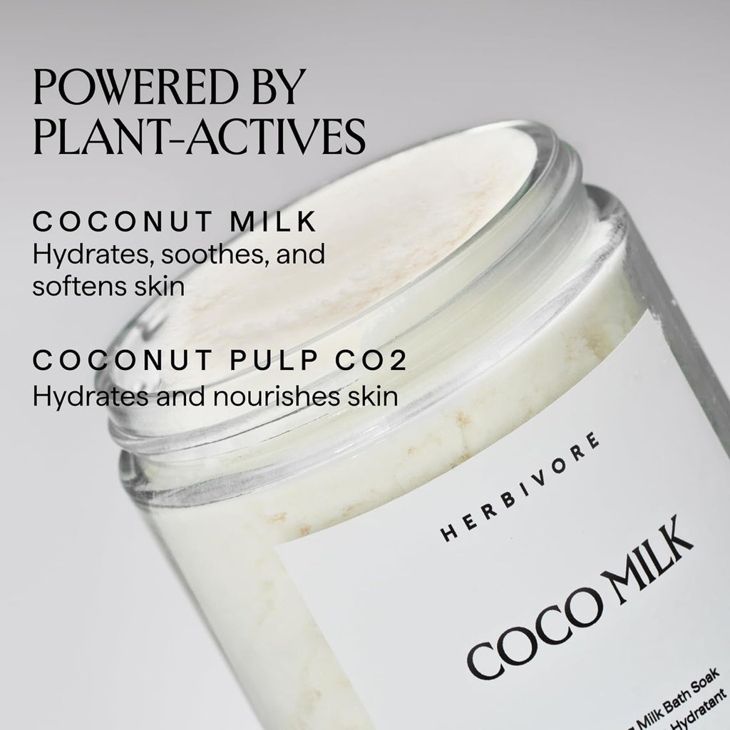 HERBIVORE Coconut Milk Bath Soak | Deeply Hydrating Vegan Plant-Based Soothing Bath Soak