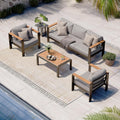 4-Piece Aluminum Outdoor Patio Conversation Set | Gray Sectional Seating with Coffee Table