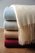 EP Mode 100% Pure Cashmere Throw Blanket | Whisper White Luxury Sofa & Bed Throw