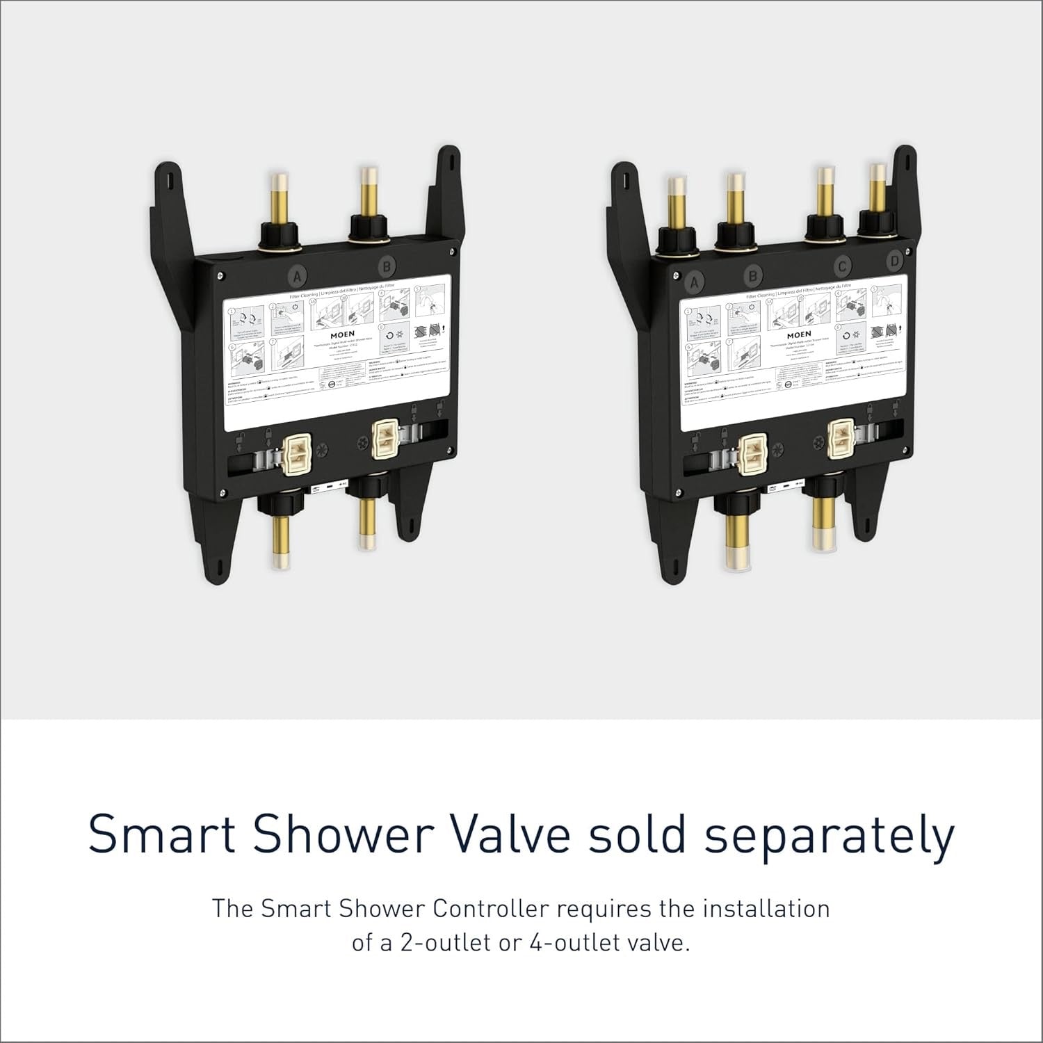 Moen Smart Shower Controller Matte Black TS3302BL | 2-Outlet Digital Thermostatic Shower Valve System