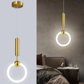 Modern Gold LED Circular Pendant Light | Minimalist Hanging Chandelier for Kitchen Island & Dining Room