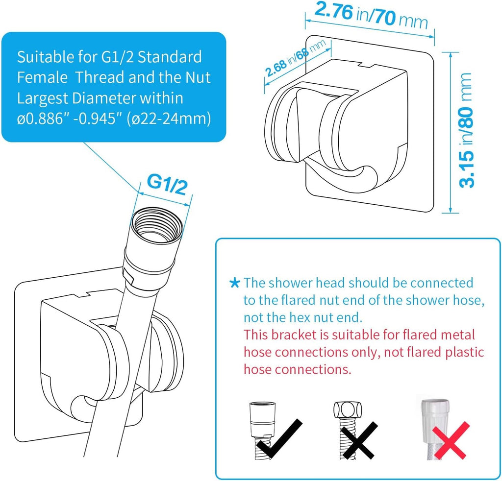 KAIYING Self-Adhesive Handheld Shower Head Holder | Adjustable Angle Wand Mount – Chrome