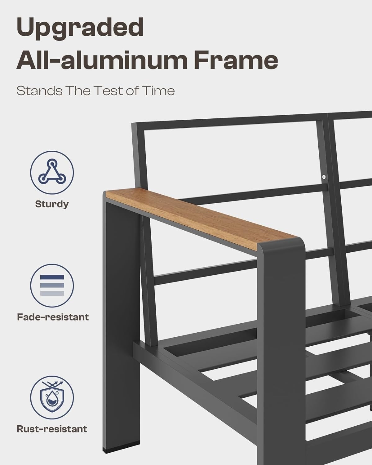 4-Piece Aluminum Outdoor Patio Conversation Set | Gray Sectional Seating with Coffee Table