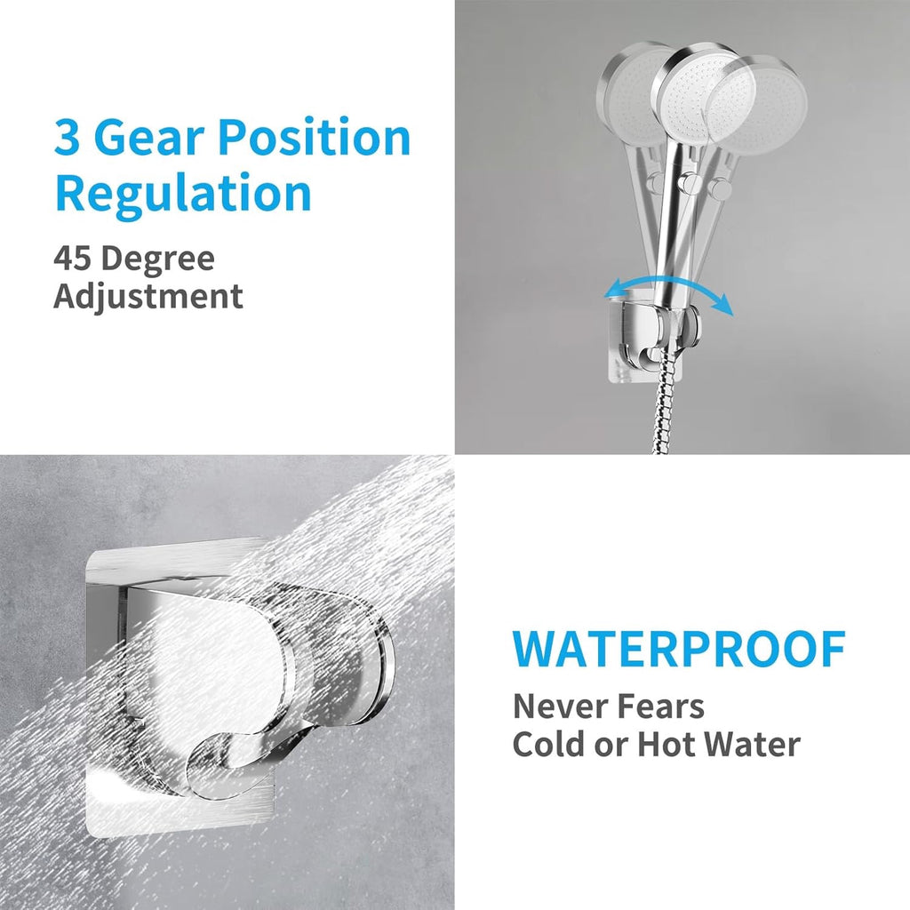 KAIYING Self-Adhesive Handheld Shower Head Holder | Adjustable Angle Wand Mount – Chrome