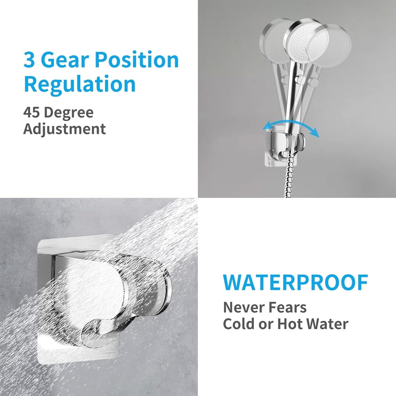 KAIYING Self-Adhesive Handheld Shower Head Holder | Adjustable Angle Wand Mount – Chrome