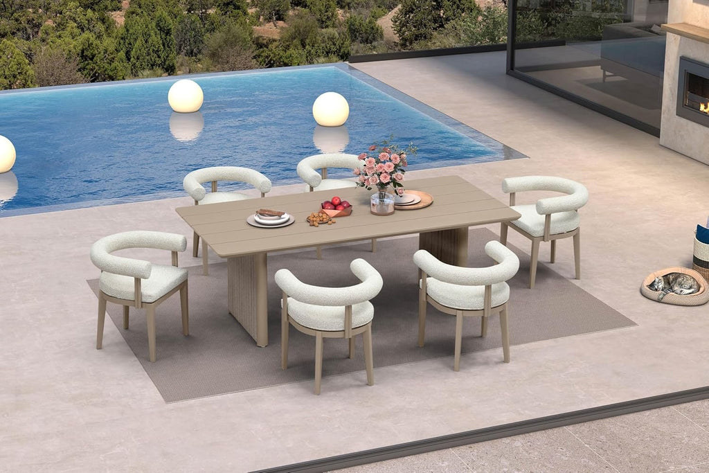 PURPLE LEAF 7-Piece Luxury Patio Dining Set | Aluminum Outdoor Dining Table & Chairs with Olefin Cushions
