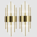 Modern Gold Crystal Wall Sconces Set of 2 | Brass & Glass 2-Light Vanity Wall Lighting