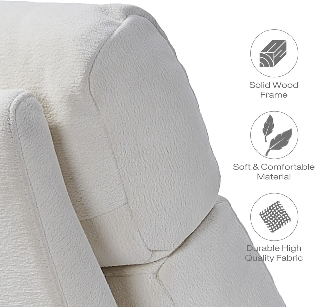 Modern Armless Chaise Lounge Upholstered Chair | Linen Fabric Lounge Chair with Wooden Legs for Living Room Bedroom Office