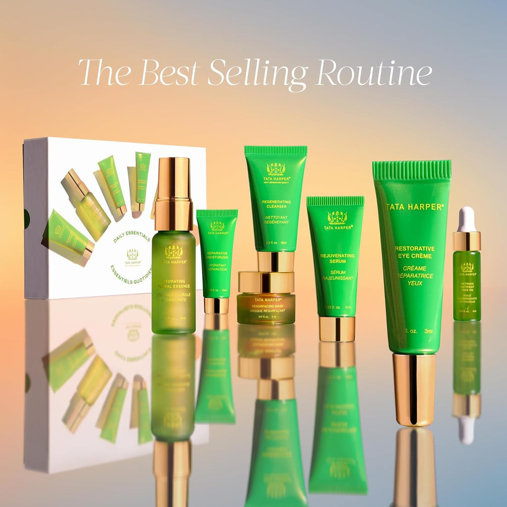 Tata Harper Daily Essentials Set | 7-Step Travel-Size Natural Skincare Routine