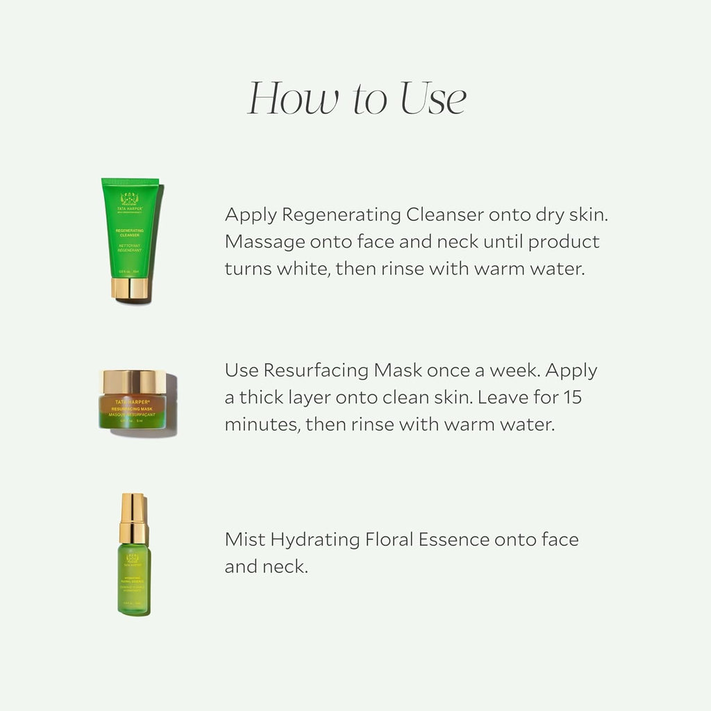 Tata Harper Daily Essentials Set | 7-Step Travel-Size Natural Skincare Routine