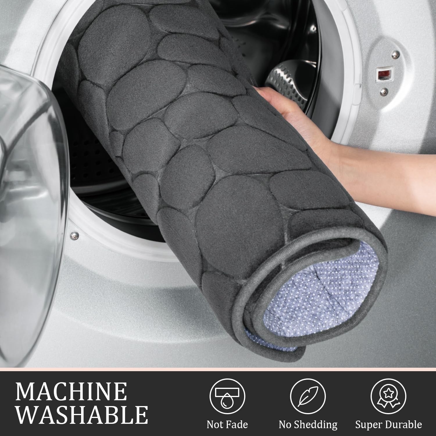 YIHOUSE 2 Piece Memory Foam Bathroom Rug Set Dark Grey | Non Slip Absorbent Washable Bath Mats for Sink Toilet Floor