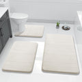 Yimobra 3 Piece Memory Foam Bath Mat Set Cream White | Non Slip Absorbent Bathroom Rugs with U-Shaped Toilet Mat