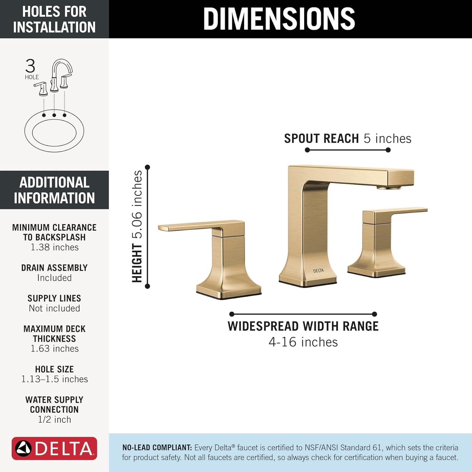 Delta Velum Widespread Bathroom Faucet Champagne Bronze | 2-Handle 3-Hole Sink Faucet with Pop-Up Drain