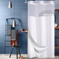Conbo Mio No Hook Shower Curtain with Snap-In Liner | Hotel Style White Curtain with See-Through Top Waterproof 71x74