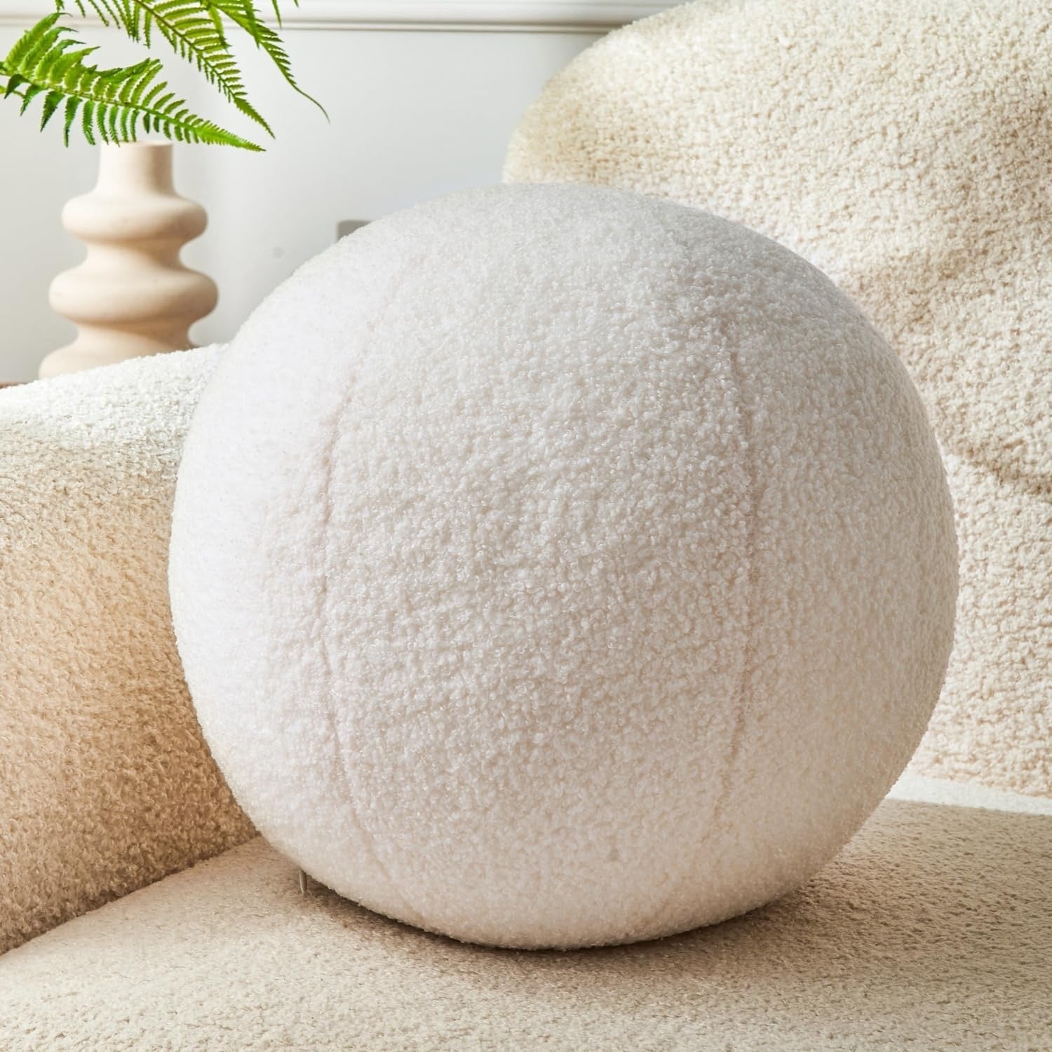 Nordic Cream Ball Throw Pillow | Modern Round Decorative Cushion for Sofa & Bed