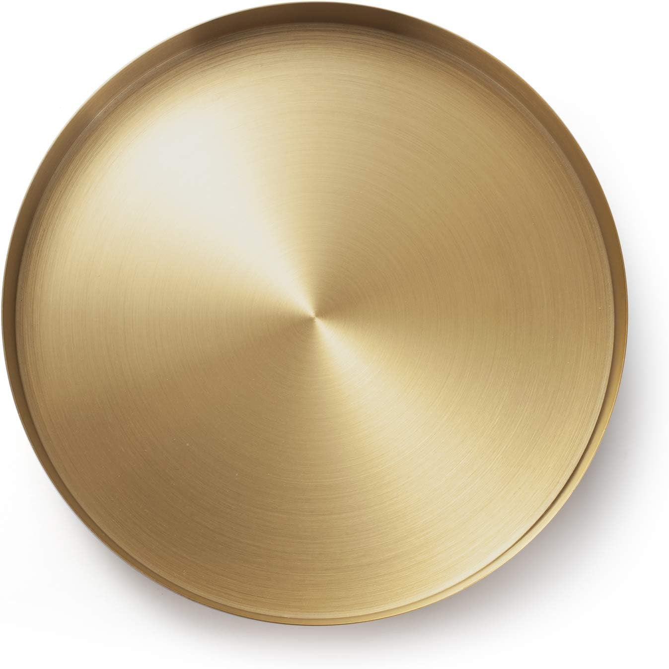 Round Gold Tray Stainless Steel Jewelry, Make up, Candle Plate Decorative Tray (8.6 inches)