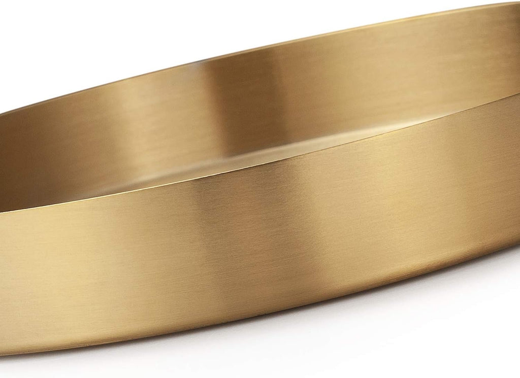 Round Gold Tray Stainless Steel Jewelry, Make up, Candle Plate Decorative Tray (8.6 inches)