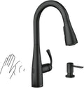 Moen Essie MotionSense Wave Touchless Kitchen Faucet Matte Black 87014EWBL | Pulldown Sprayer with Soap Dispenser & Power Clean