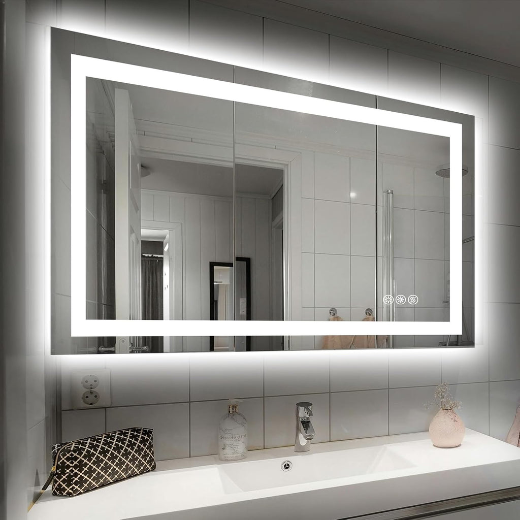 40” x 32” LED Smart Bathroom Mirror | Backlit + Front Lit Anti-Fog Vanity Mirror with Memory Function