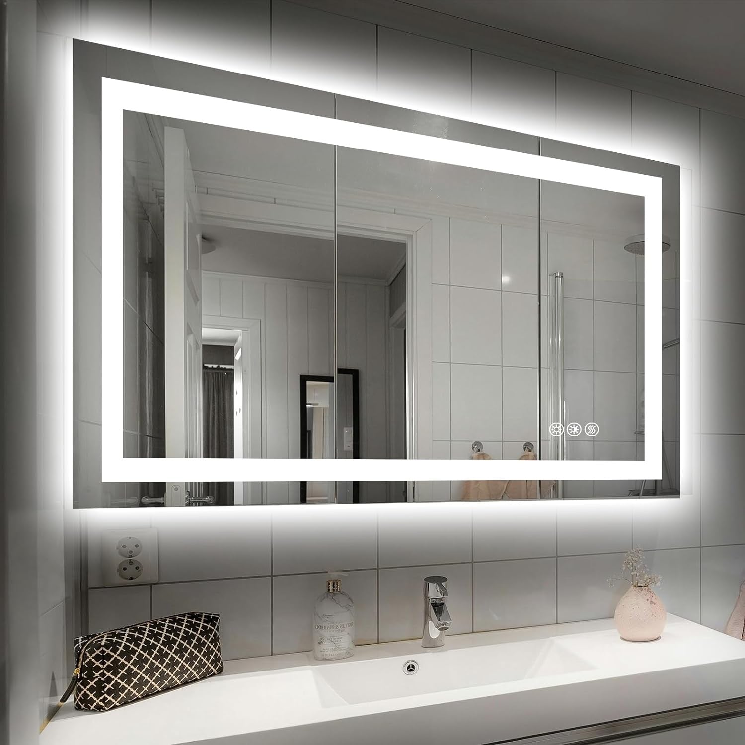 40” x 32” LED Smart Bathroom Mirror | Backlit + Front Lit Anti-Fog Vanity Mirror with Memory Function