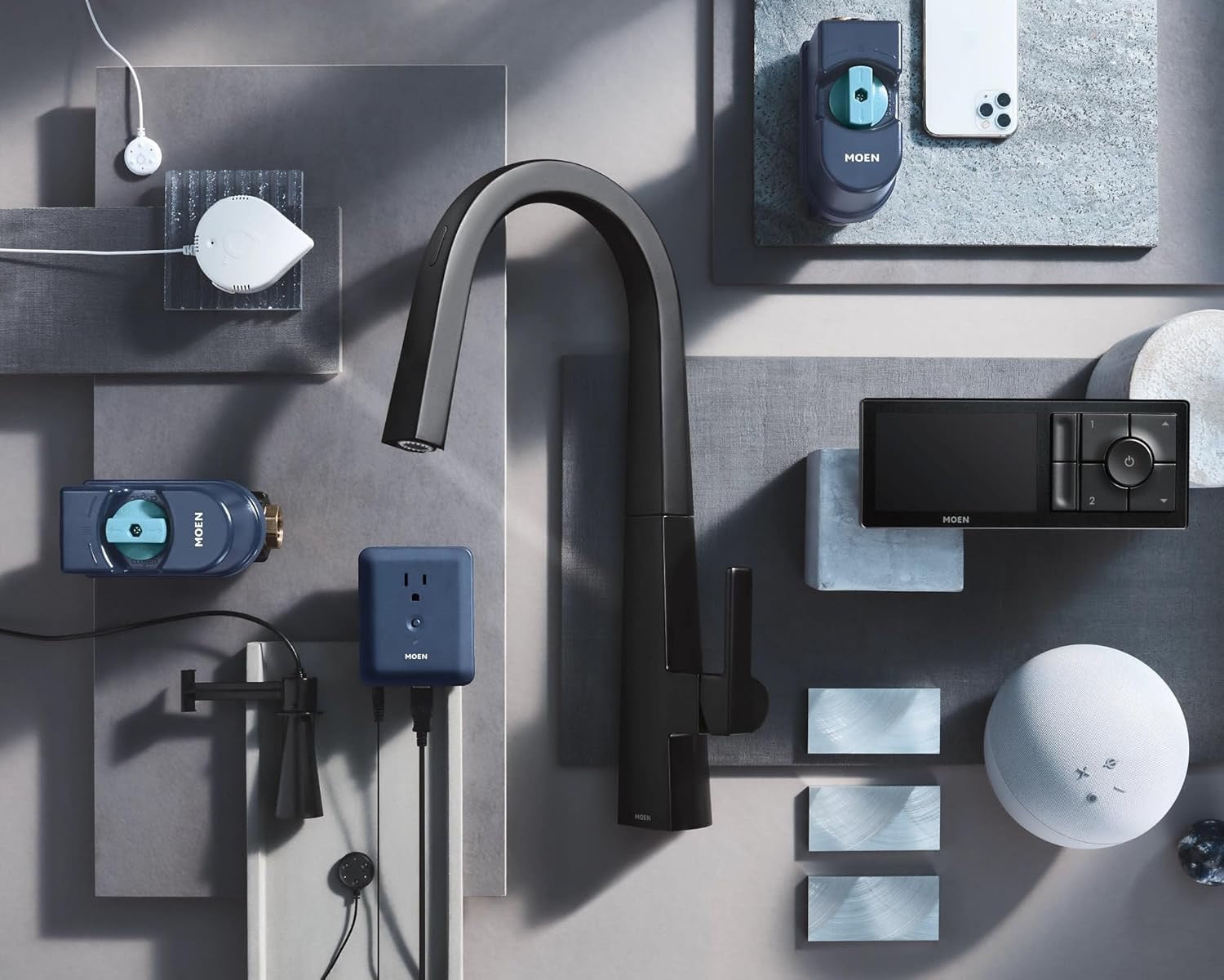 Moen Smart Shower Controller Matte Black TS3302BL | 2-Outlet Digital Thermostatic Shower Valve System