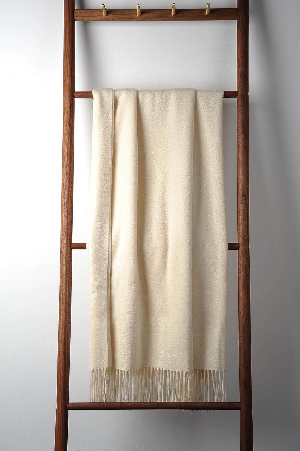 EP Mode 100% Pure Cashmere Throw Blanket | Whisper White Luxury Sofa & Bed Throw