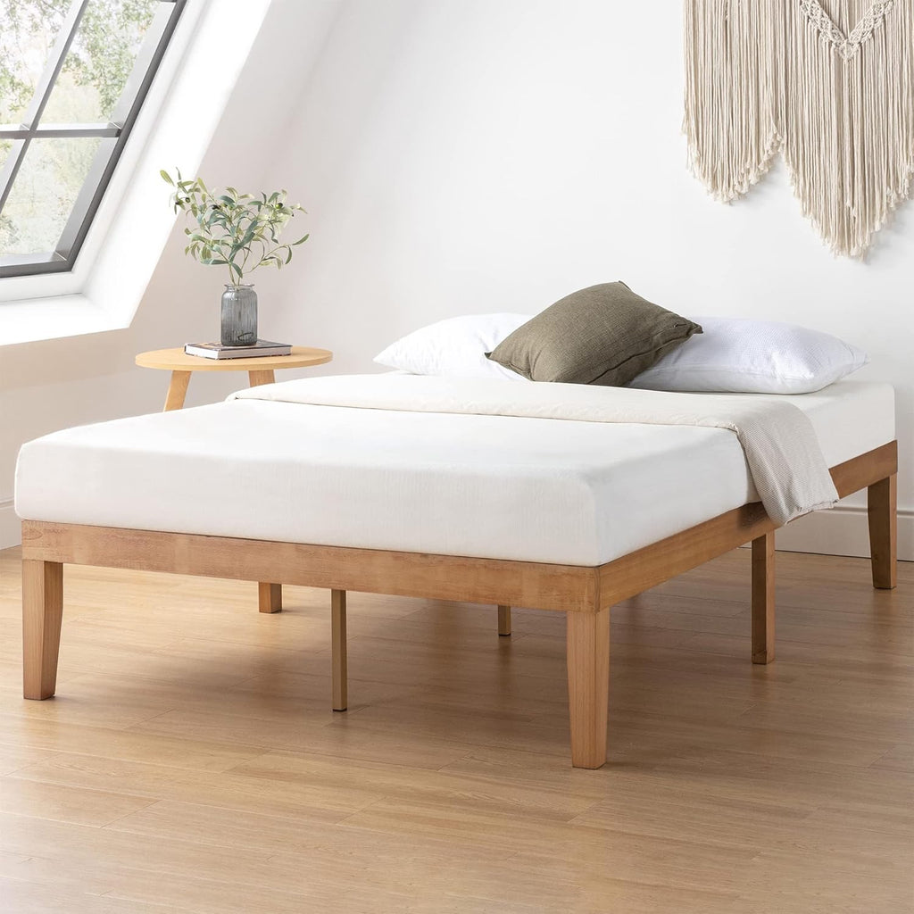 Mellow Naturalista Classic 16" Solid Wood King Platform Bed | Natural Pine Frame with Wooden Slats