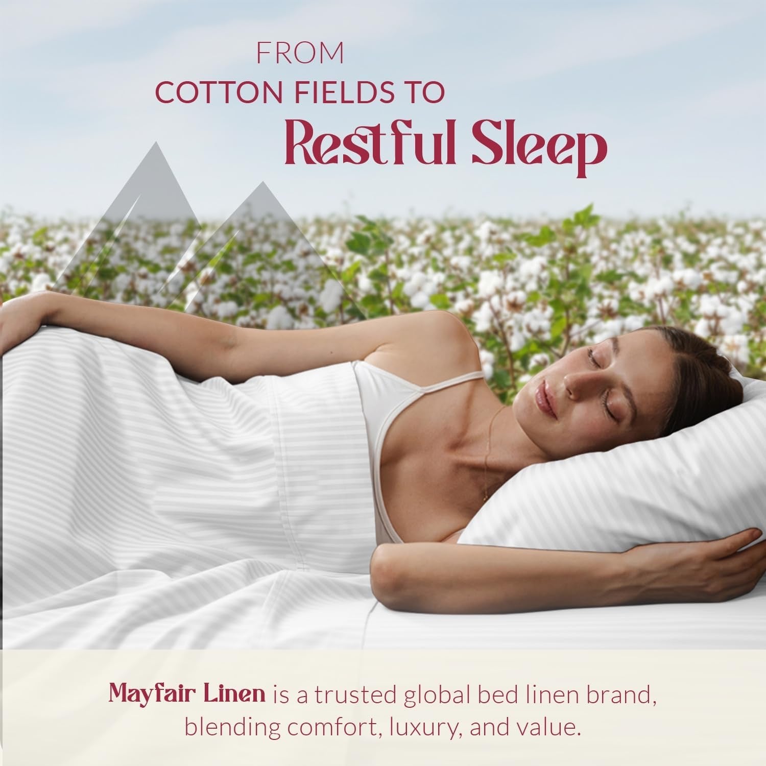 Mayfair Linen 800 Thread Count Egyptian Cotton King Sheet Set | White Stripe Cooling Deep Pocket Sheets