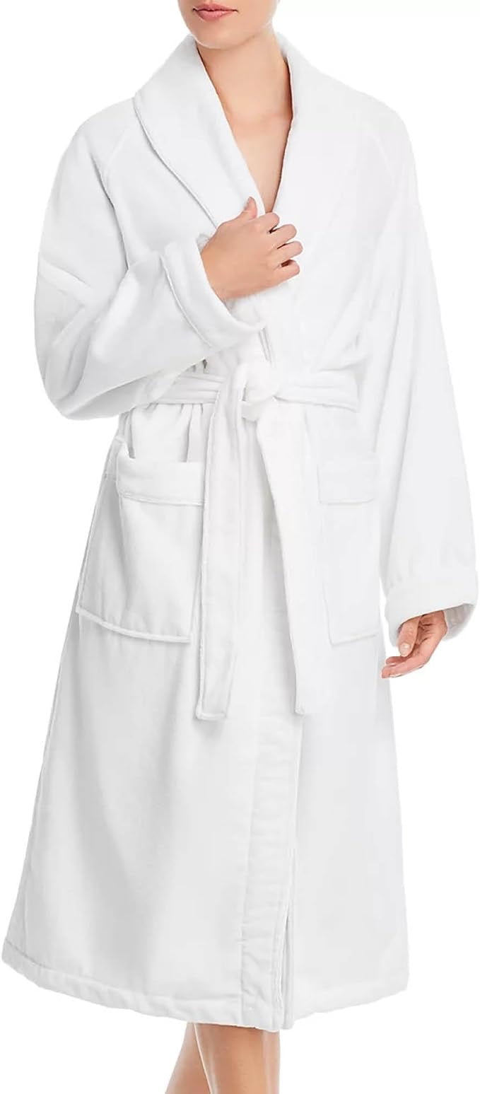 H by Frette Shawl Collar Bathrobe with Piping | Luxury Hotel-Style Cotton Bathrobe