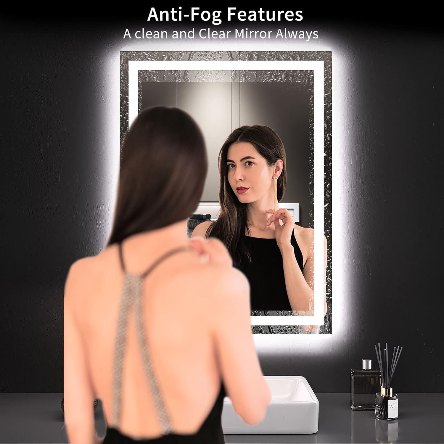 24” x 32” LED Smart Bathroom Mirror | Backlit + Front Lit Anti-Fog Dimmable Vanity Mirror