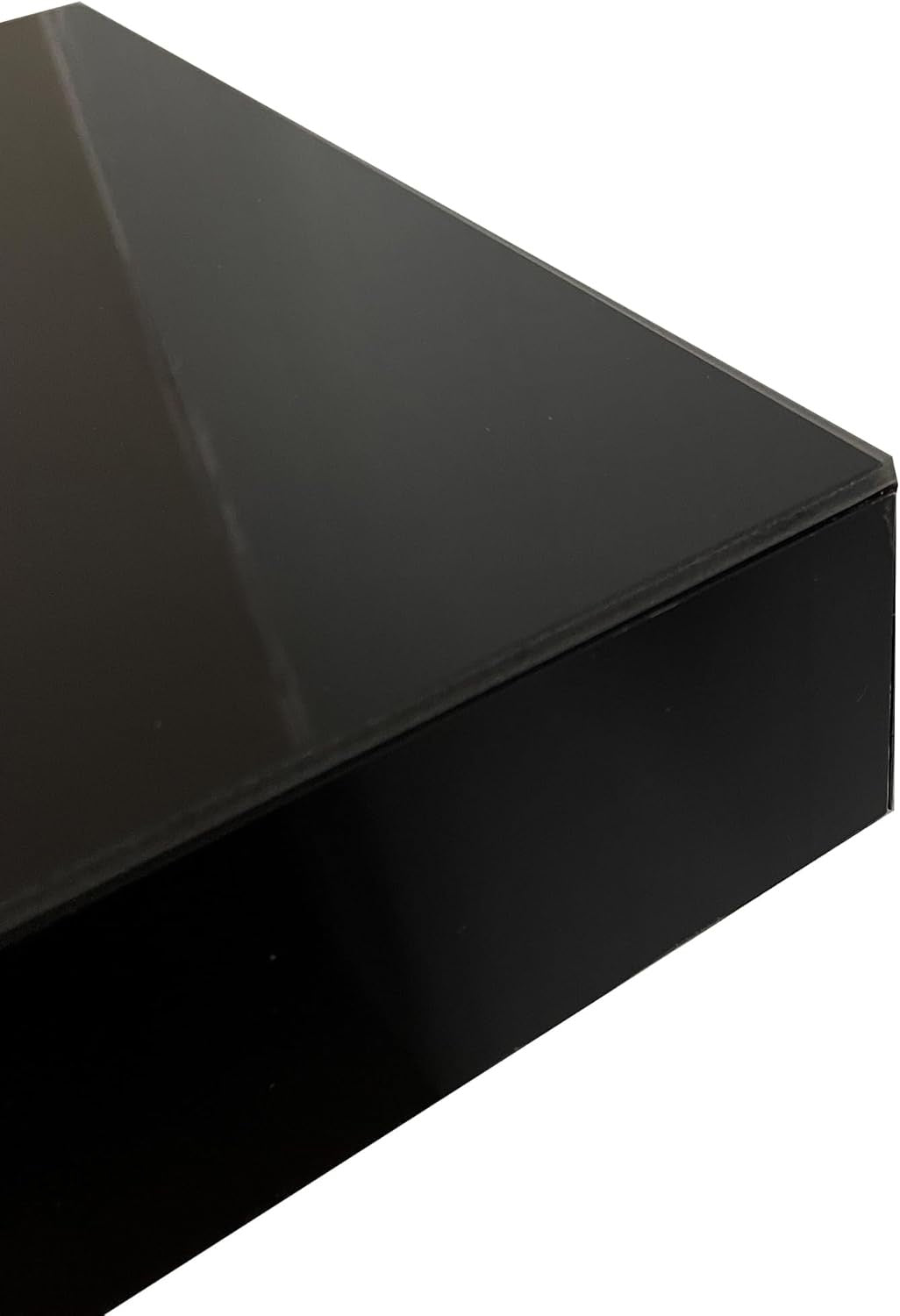 42.9” Mirrored Console Table | Crushed Diamond Inlay Entryway Sofa Table with C-Shaped Base (Black)