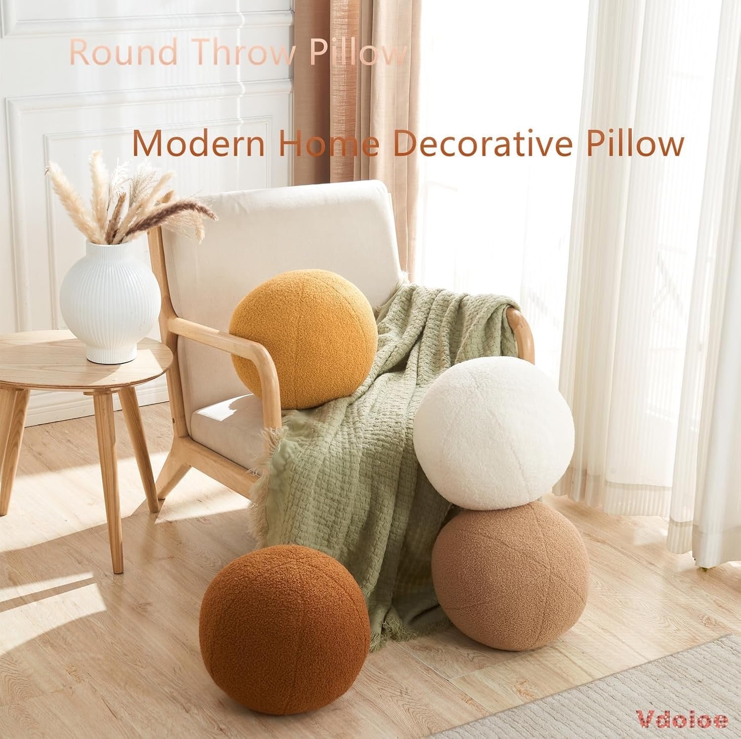 Nordic Cream Ball Throw Pillow | Modern Round Decorative Cushion for Sofa & Bed