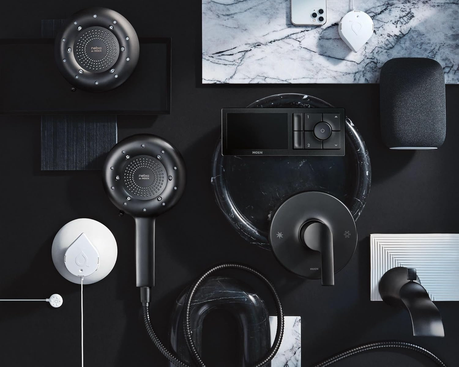 Moen Smart Shower Controller Matte Black TS3302BL | 2-Outlet Digital Thermostatic Shower Valve System